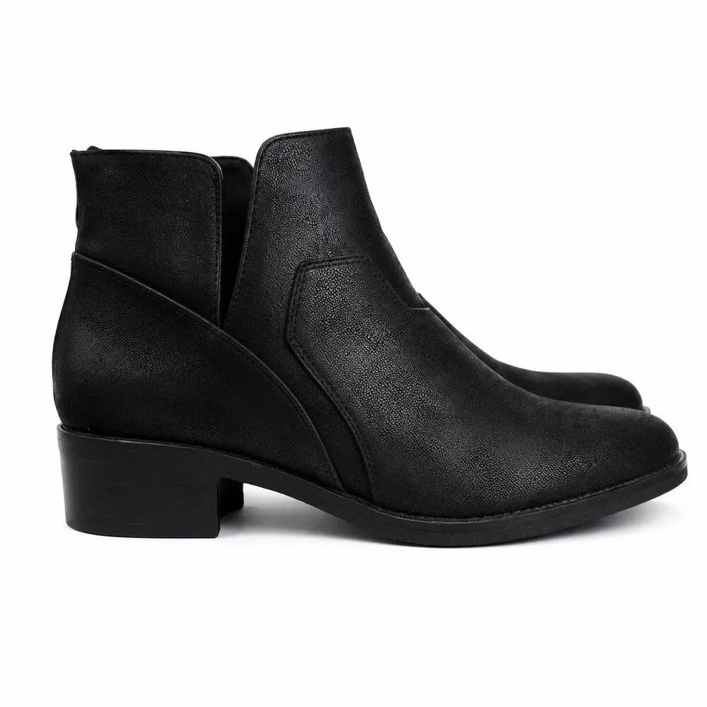 Corkys Boutique Western Ankle Booties Women Size 9 Black Side Zip Block Heel